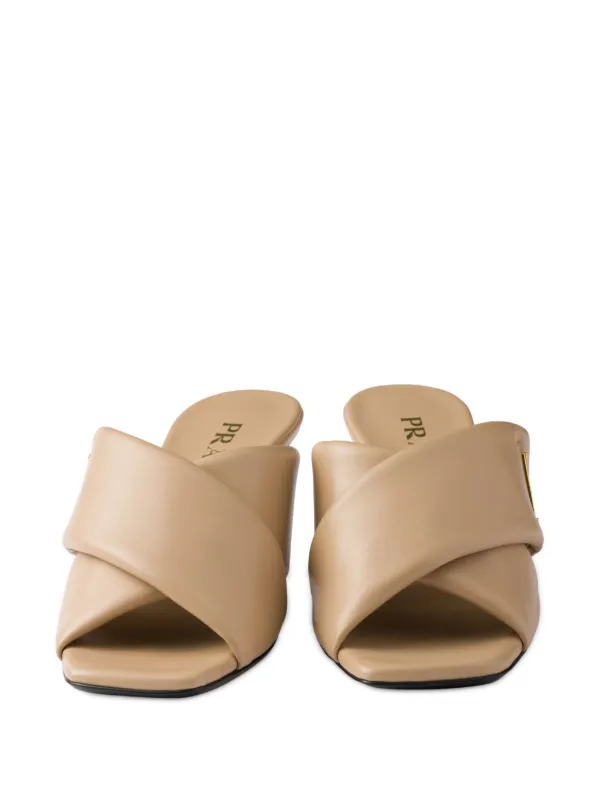 Prada 65mm Padded Sandals | Neutrals | FARFETCH