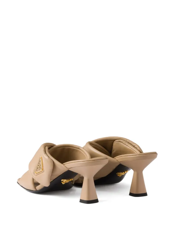 Prada 65mm Padded Sandals | Neutrals | FARFETCH