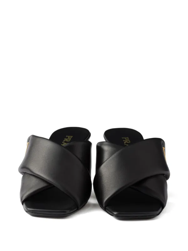 Prada 65mm Padded Sandals | Black | FARFETCH