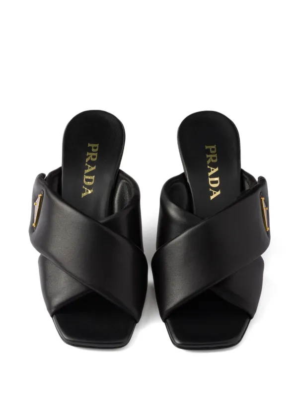 Prada 65mm Padded Sandals | Black | FARFETCH