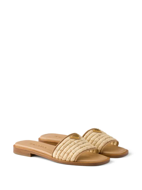Prada crochet-detail Leather Sandals | Neutrals | FARFETCH CA