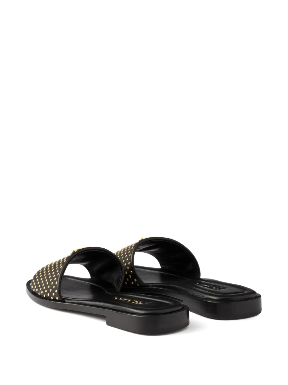 Prada stud-embellished leather slides Black