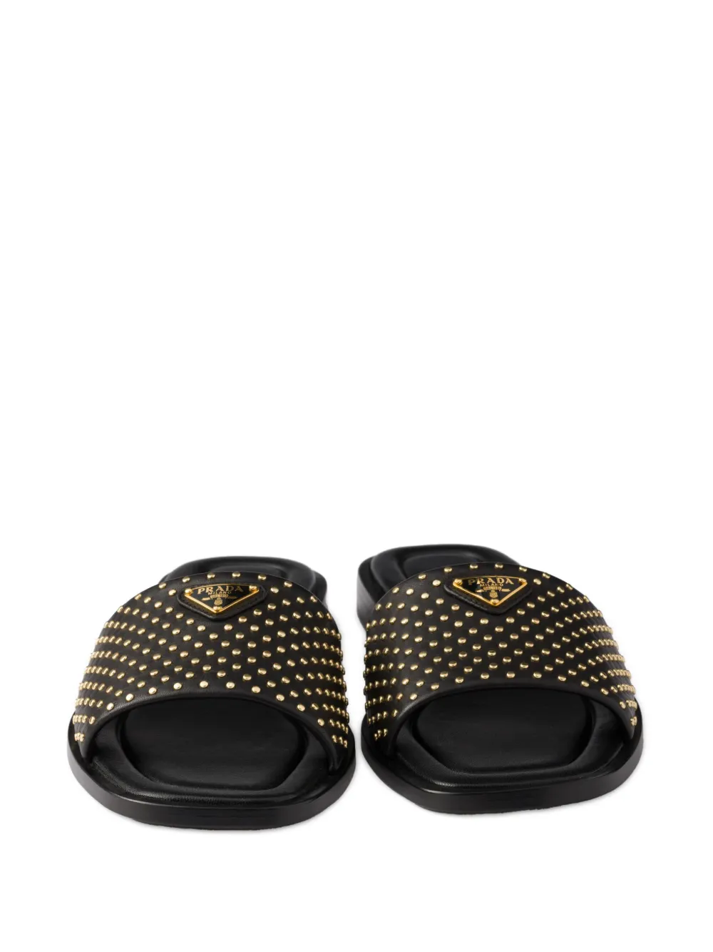 Prada stud-embellished leather slides Black