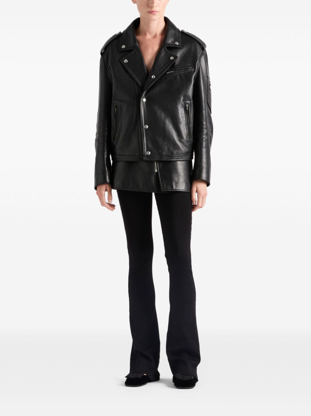 Prada leather biker jacket - Zwart