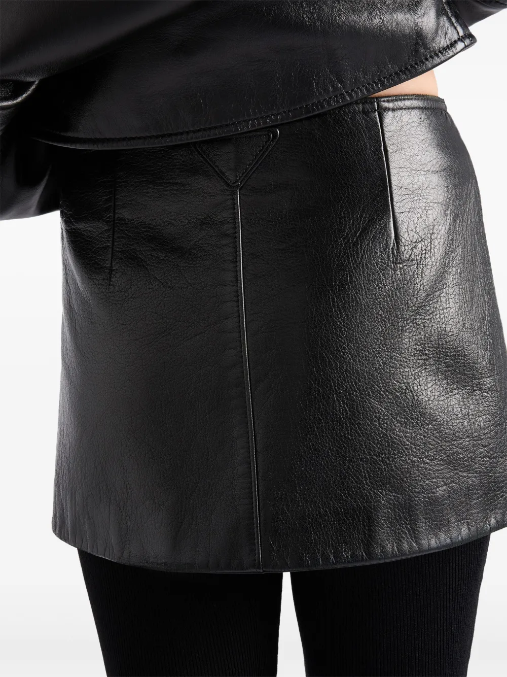 Prada Leren mini-rok Zwart