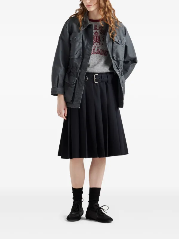 人気の雑貨がズラリ！ Prada ベルテッド JP FARFETCH | ブルー | プリーツスカート スカート