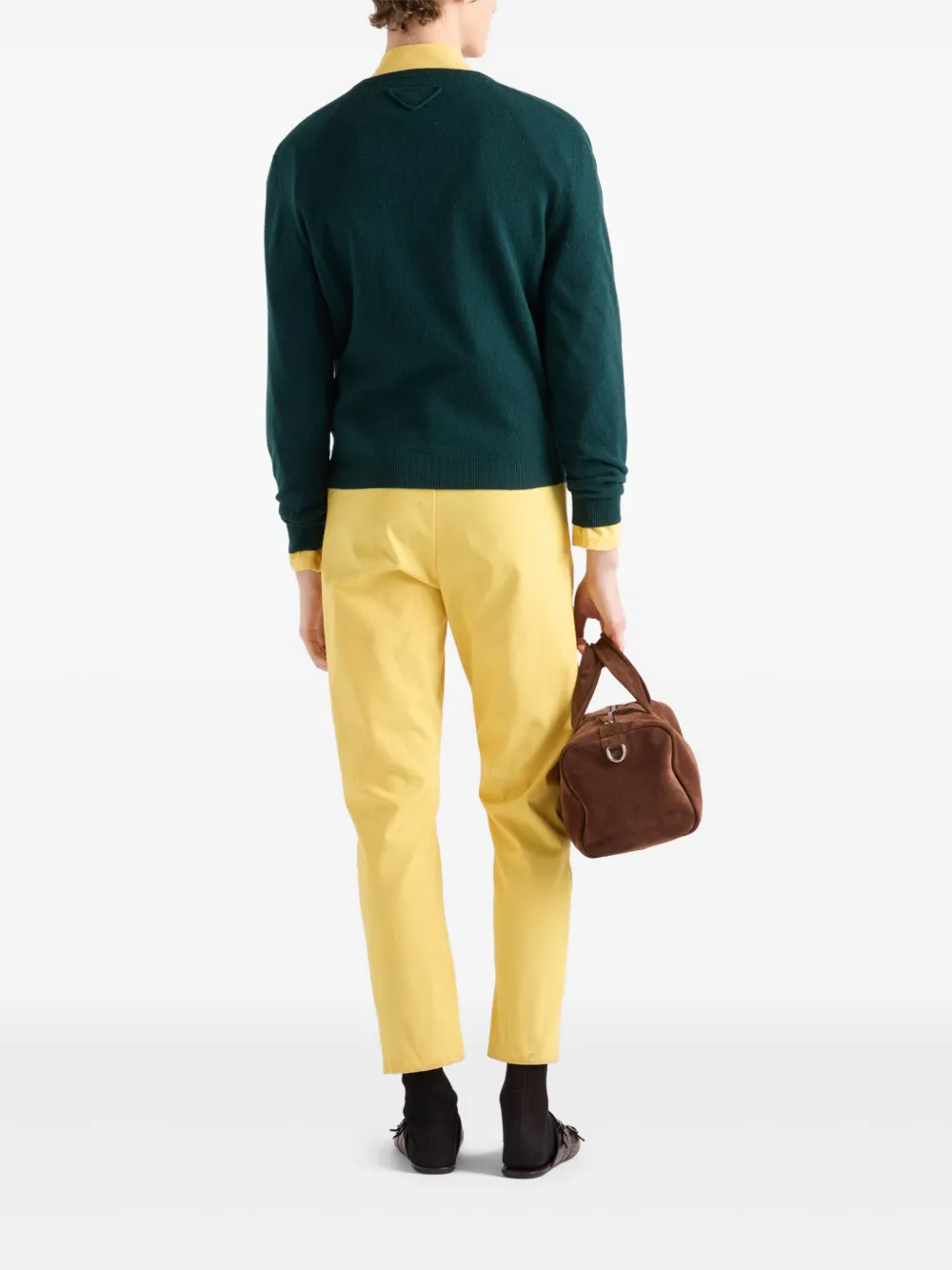 Shop Prada Zip-embellished Jumpsuit In Yellow