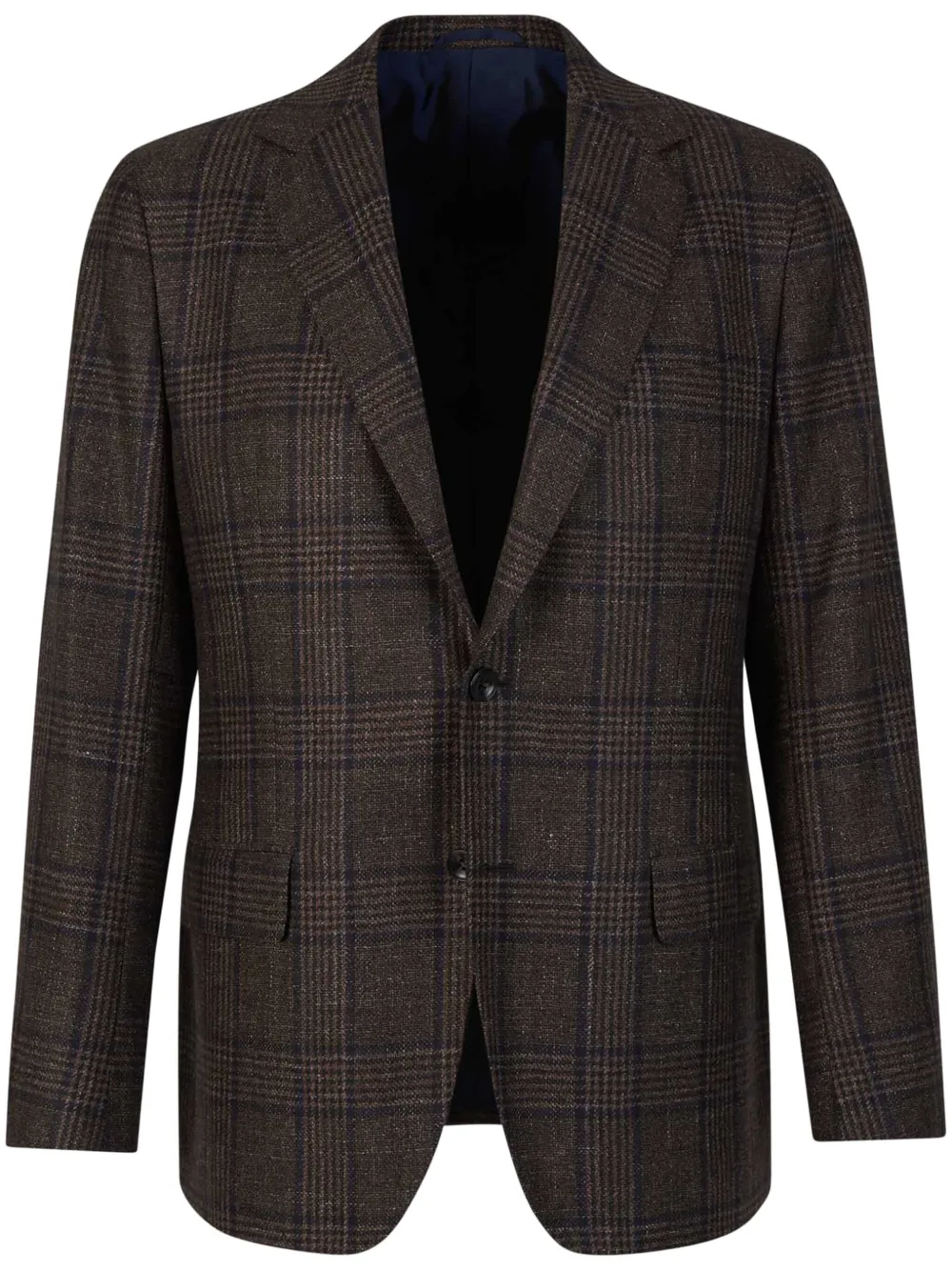 checked wool-blend blazer