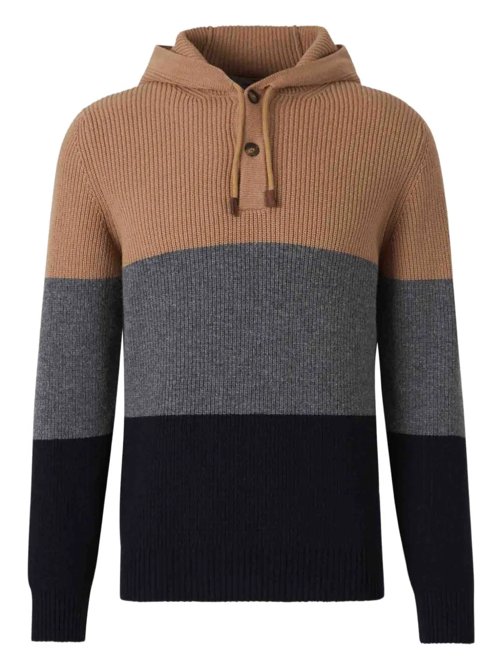 Gran Sasso hooded ribbed wool sweater | Brown | Image 1