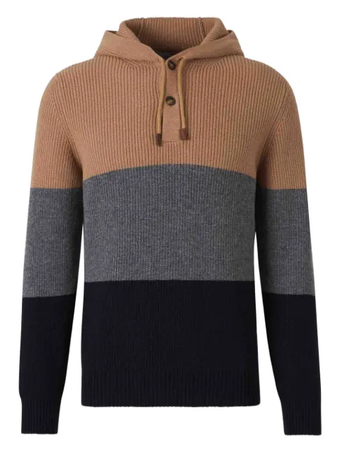 Gran Sasso hooded ribbed wool sweater