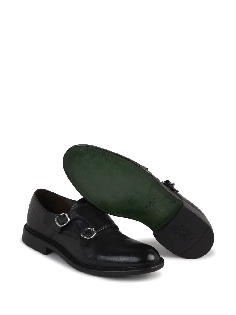 Green George leather monk shoes Black