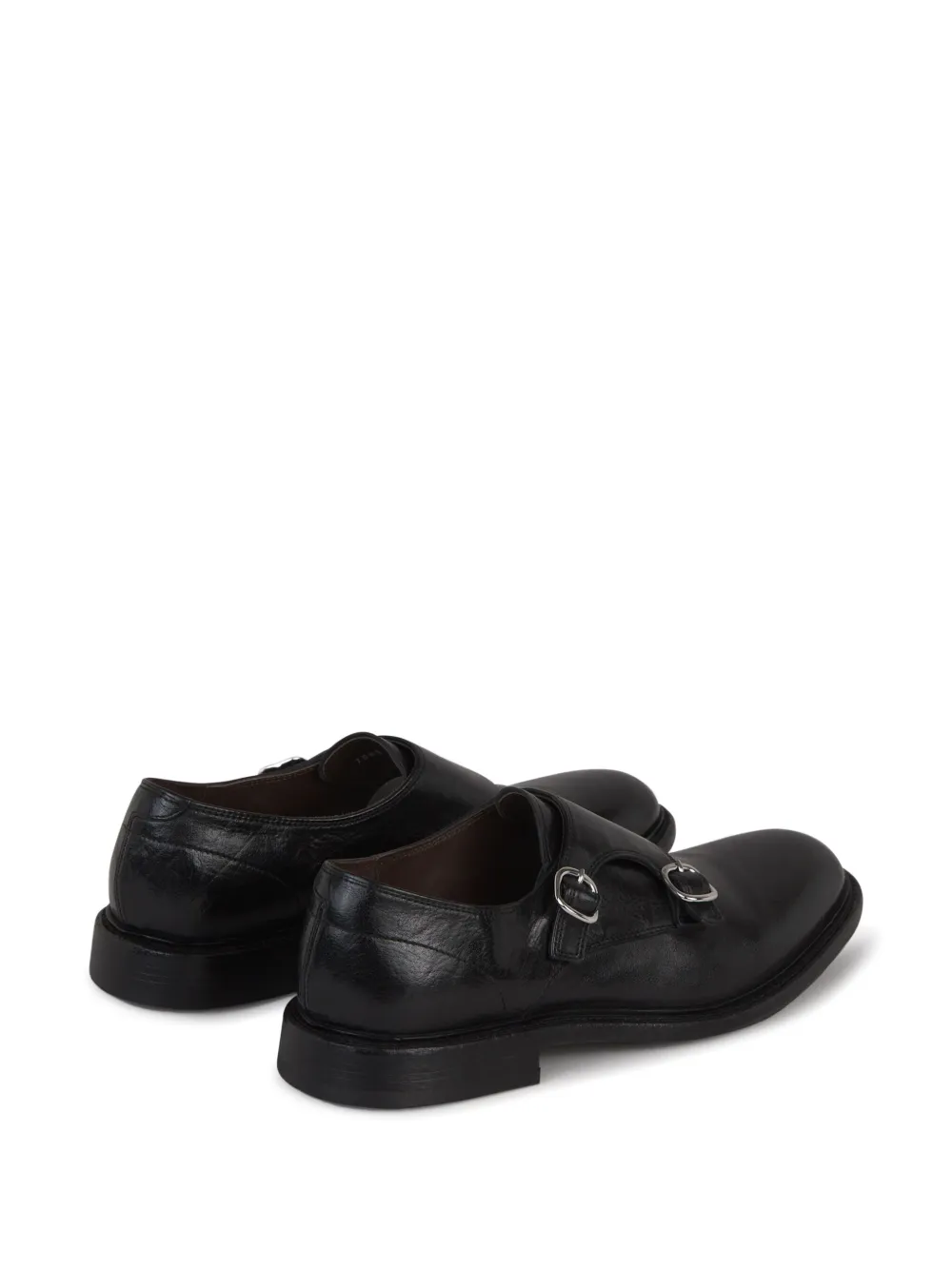 Green George leather monk shoes Black