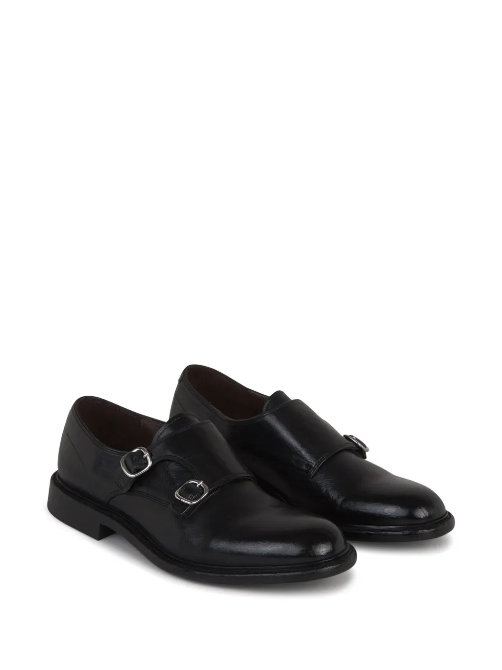 Green George leather monk shoes Black