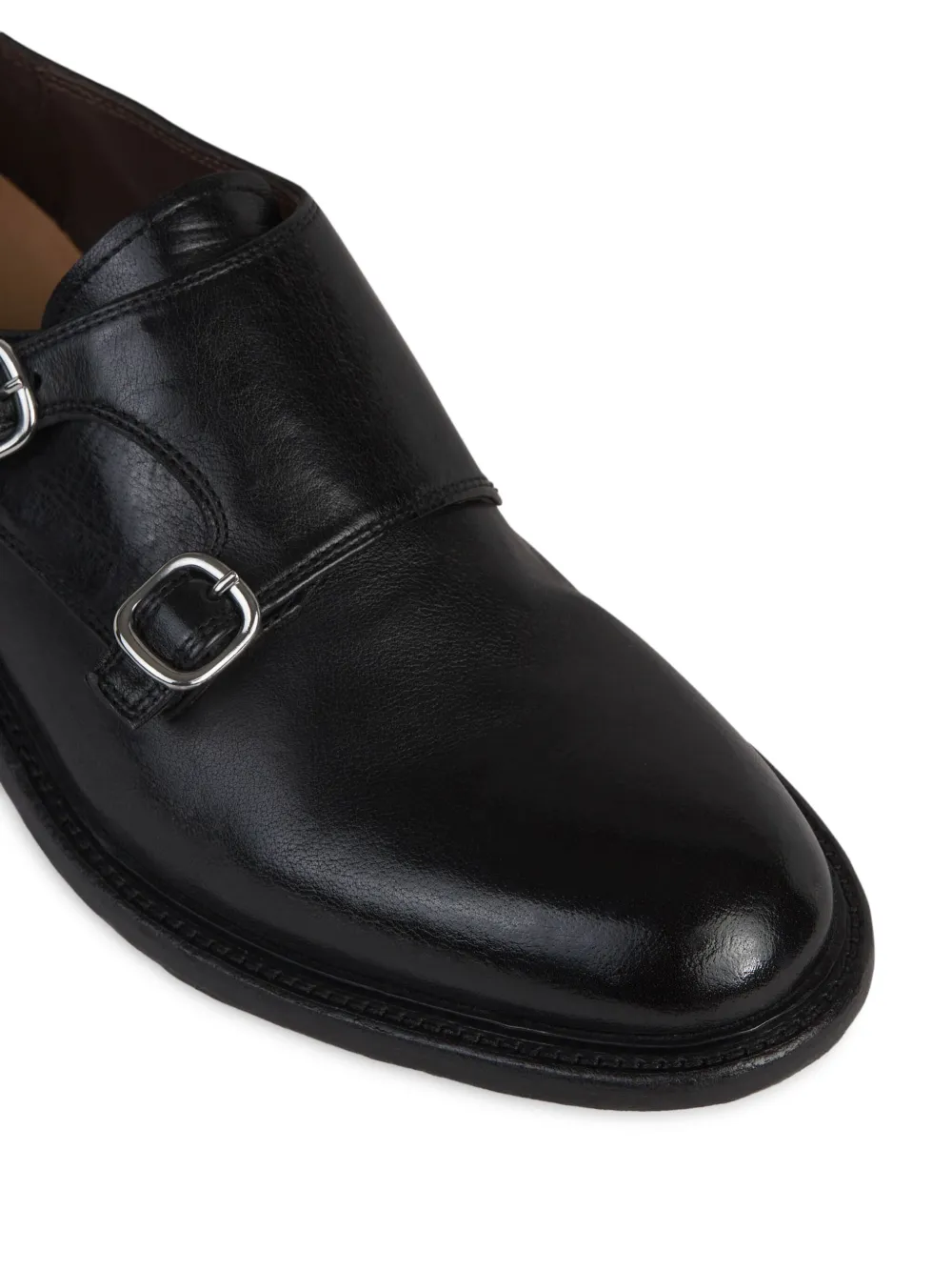 Green George leather monk shoes Black