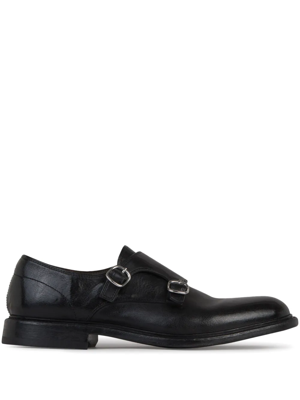 Green George leather monk shoes Black