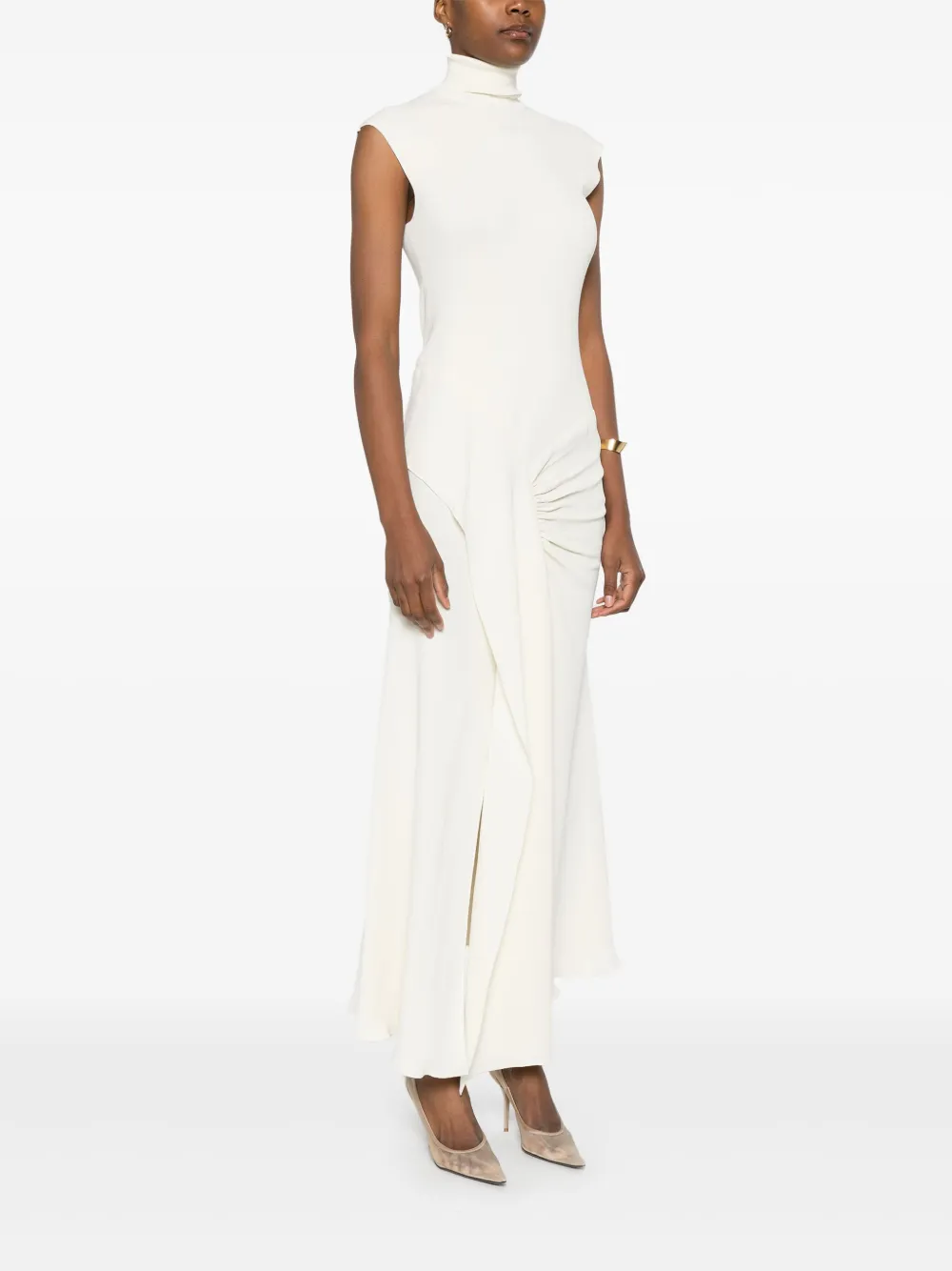Victoria Beckham Asymmetrische maxi-jurk Beige
