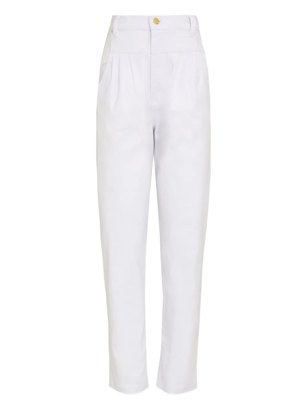 pleated pocketed straight-leg trousers