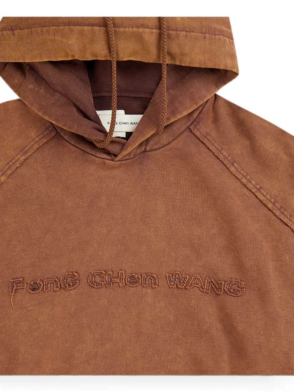 Feng Chen Wang Hoodie met geborduurd logo en gewassen effect Bruin