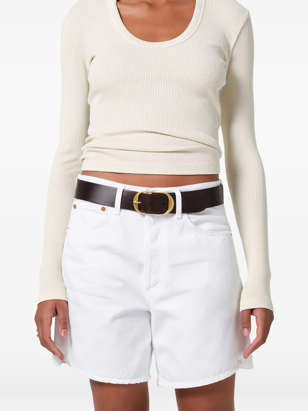 Citizen Of Humanity Mara Scoop-neck Ribbed T-shirt In Neutral