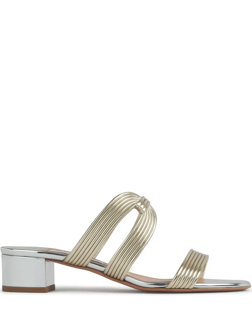 Aquazzura ribbed-strap metallic sandals Gold