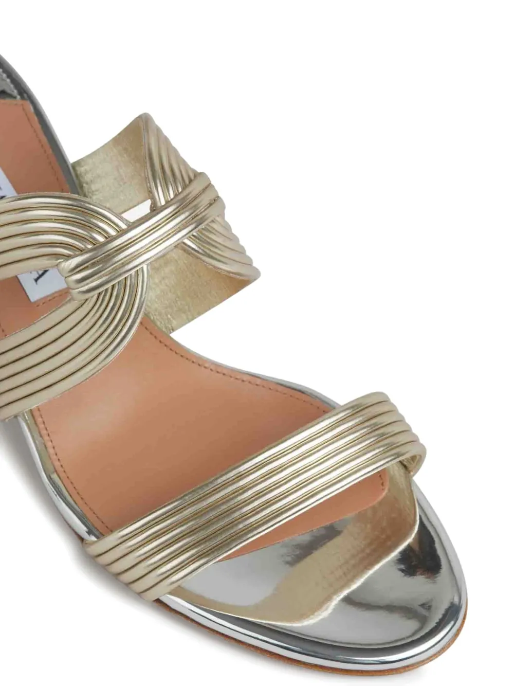 Aquazzura ribbed-strap metallic sandals Gold