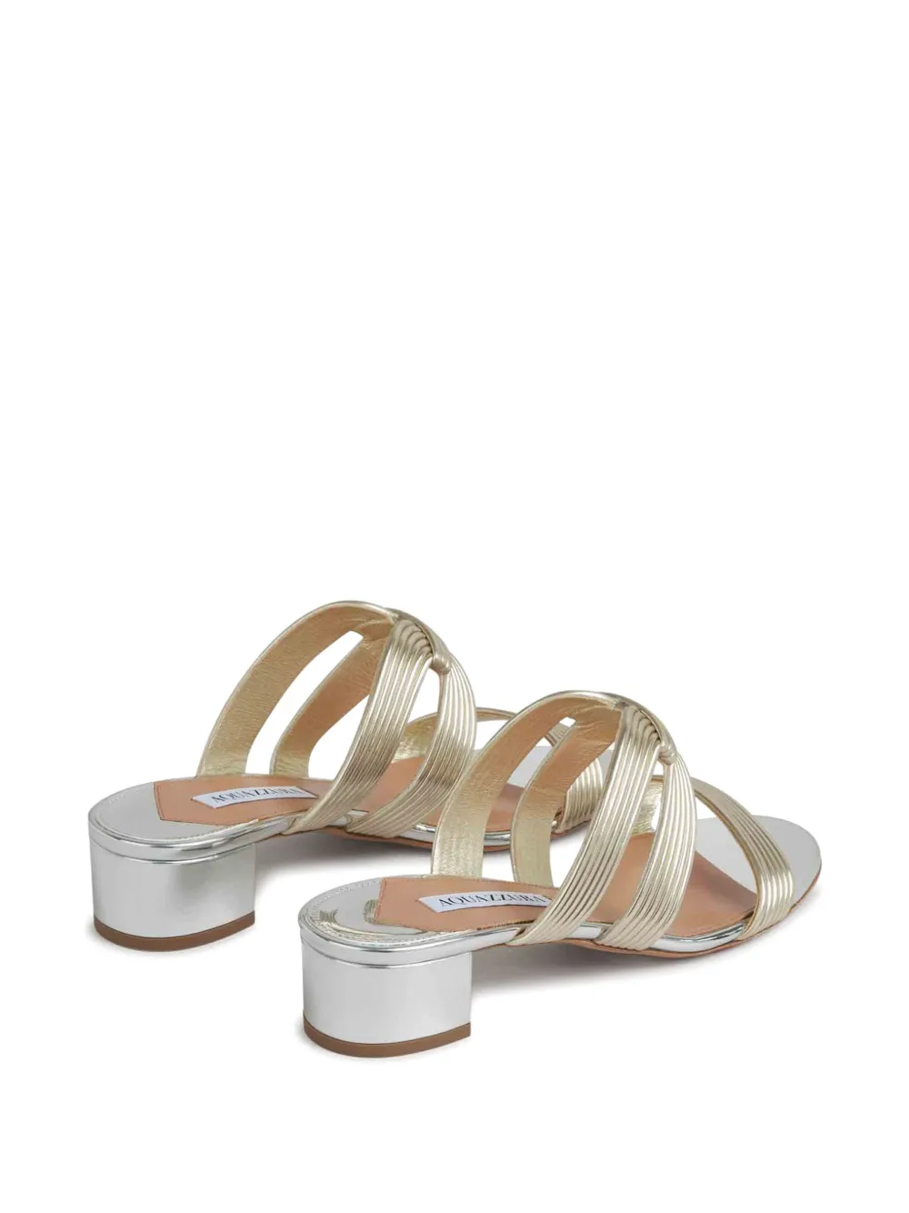 Aquazzura ribbed-strap metallic sandals Gold