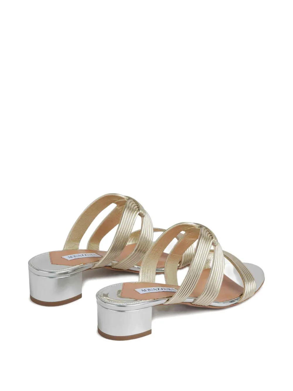 Aquazzura ribbed-strap metallic sandals Gold