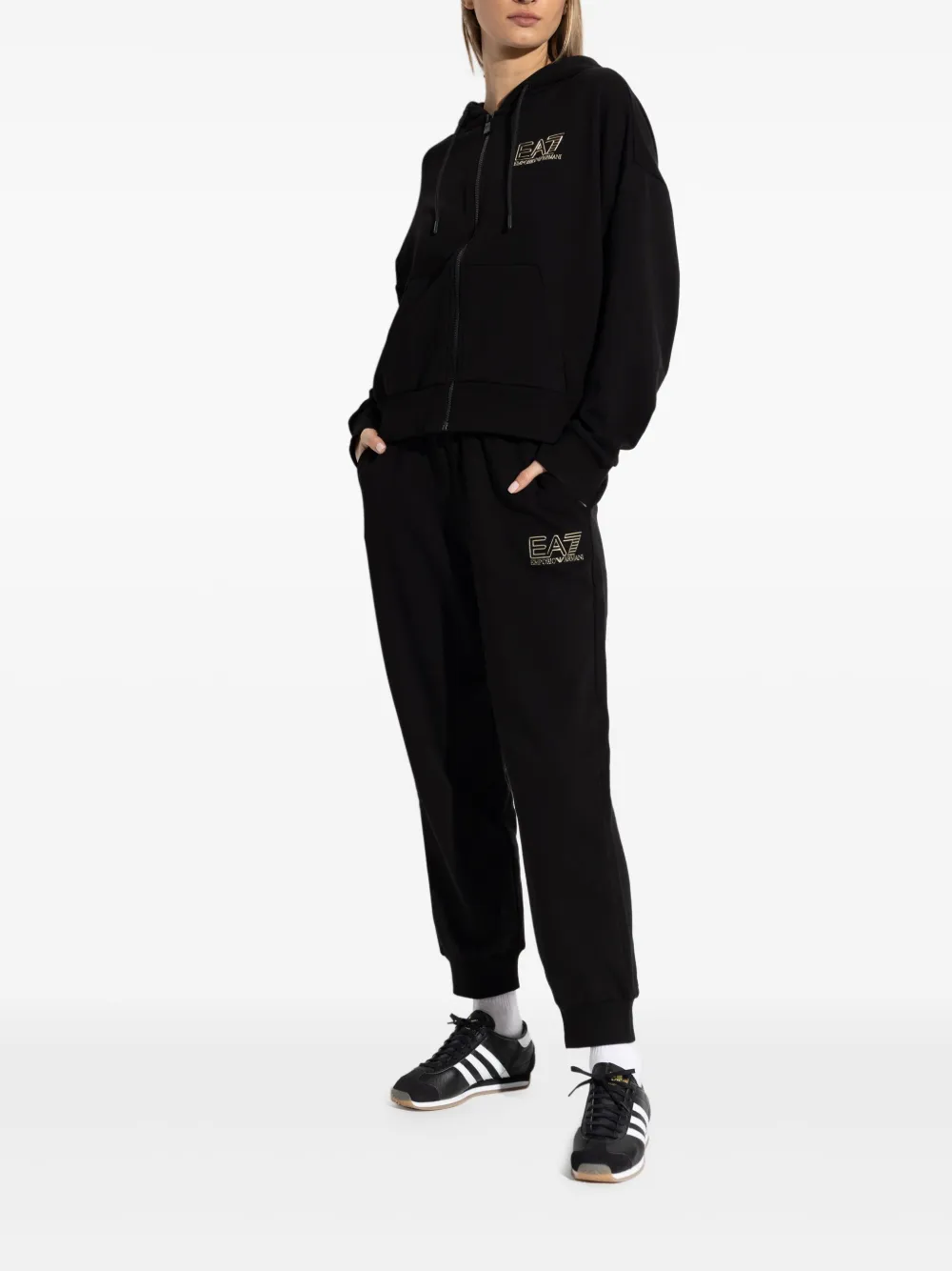 Ea7 Emporio Armani Trainingsbroek met logo-reliëf - Zwart