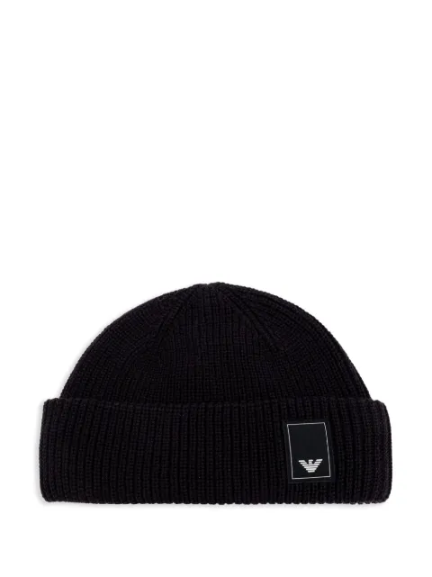 Emporio Armani logo-patch beanie hat