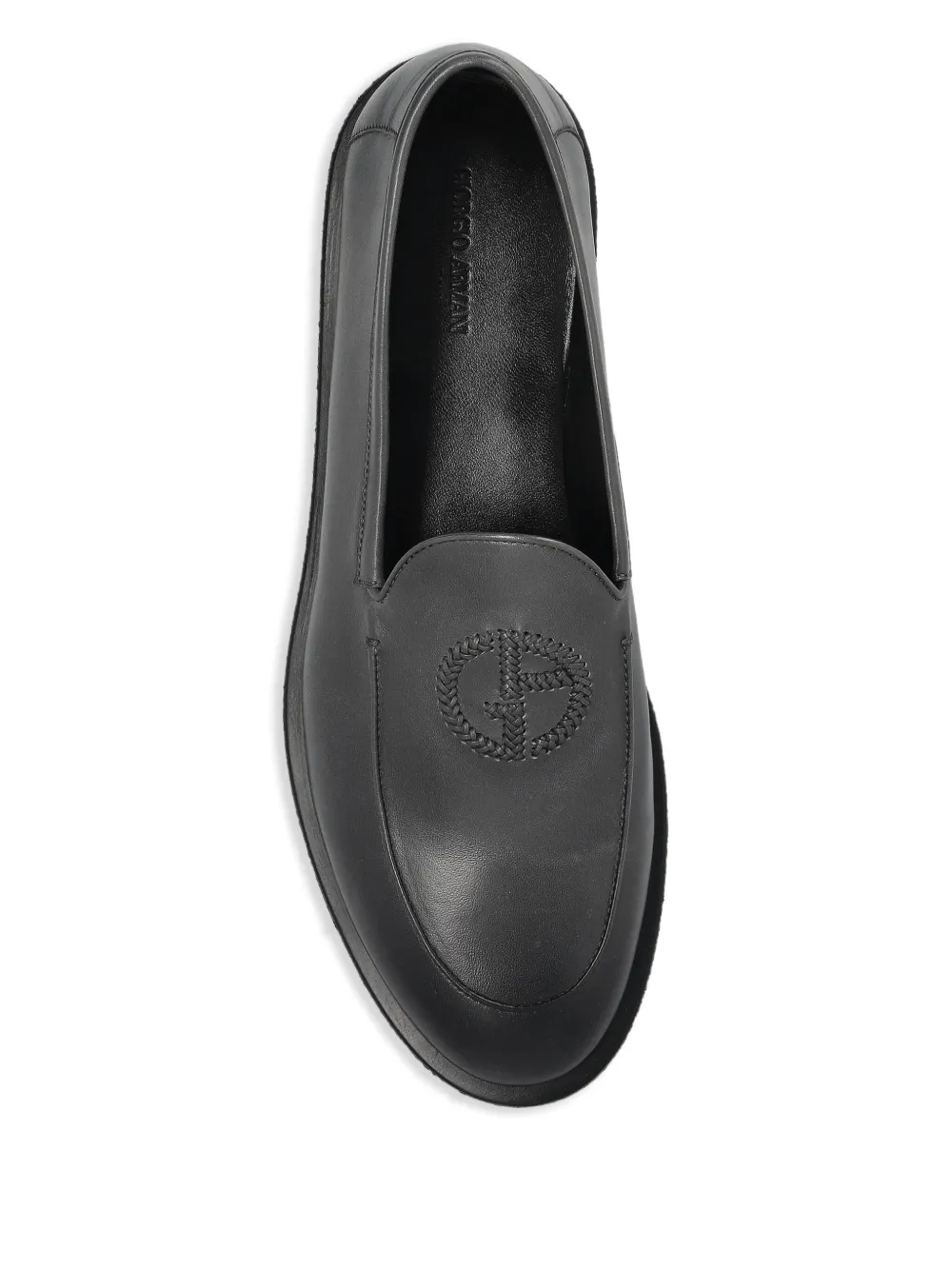 Giorgio Armani logo-detail leather loafers Grey