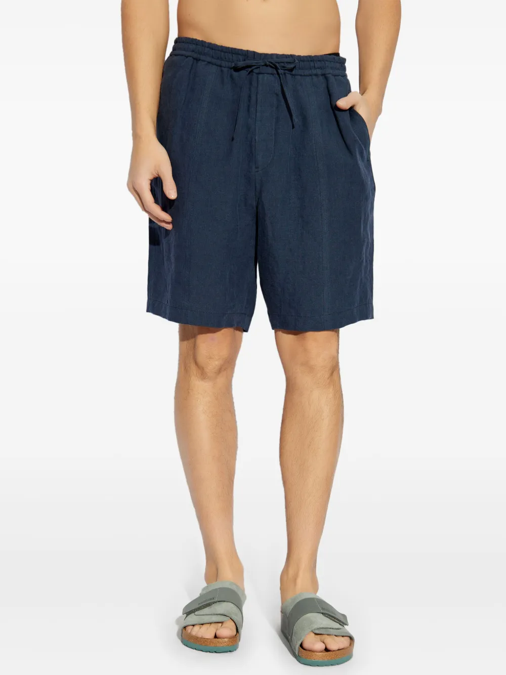 Emporio Armani Linnen shorts Blauw