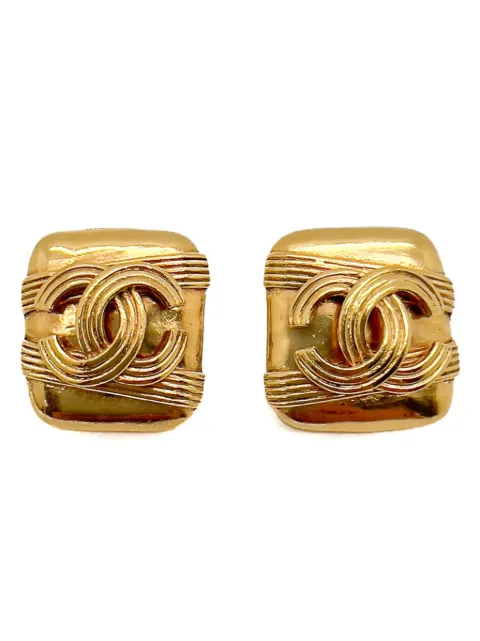 CHANEL Pre-Owned 1994s Banded CC Logo clip-on earrings