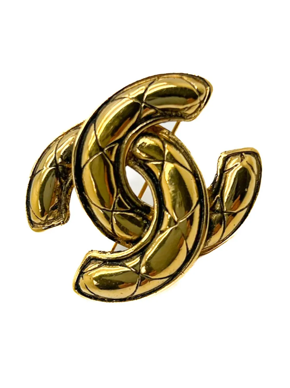 CHANEL Pre-Owned 1980s Matelassé CC broche - Goud