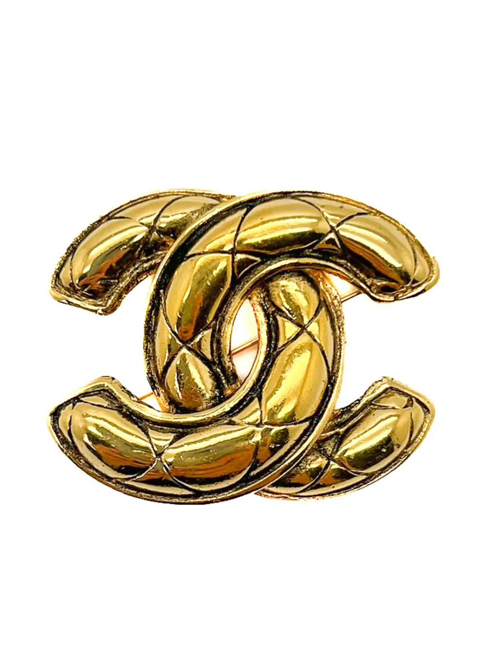 CHANEL Pre-Owned بروش بشعار CC وتأثير مبطن من الثمانينيات | ذهبي | Image 1
