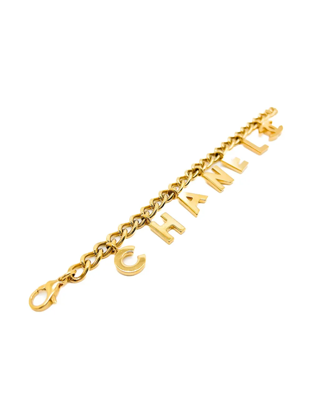 Pre-owned Chanel 2002s Letter-charm Neclace Set In Gold