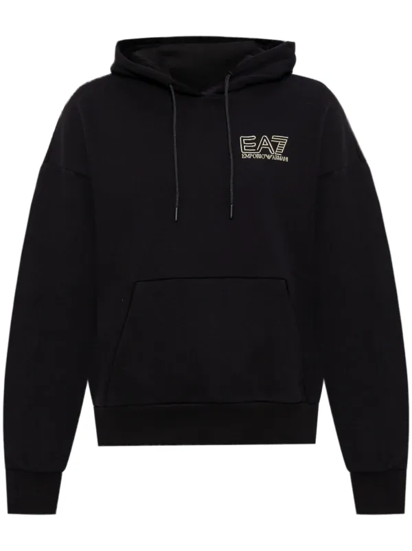 Ea7 Emporio Armani raised-logo Hoodie | Black | FARFETCH