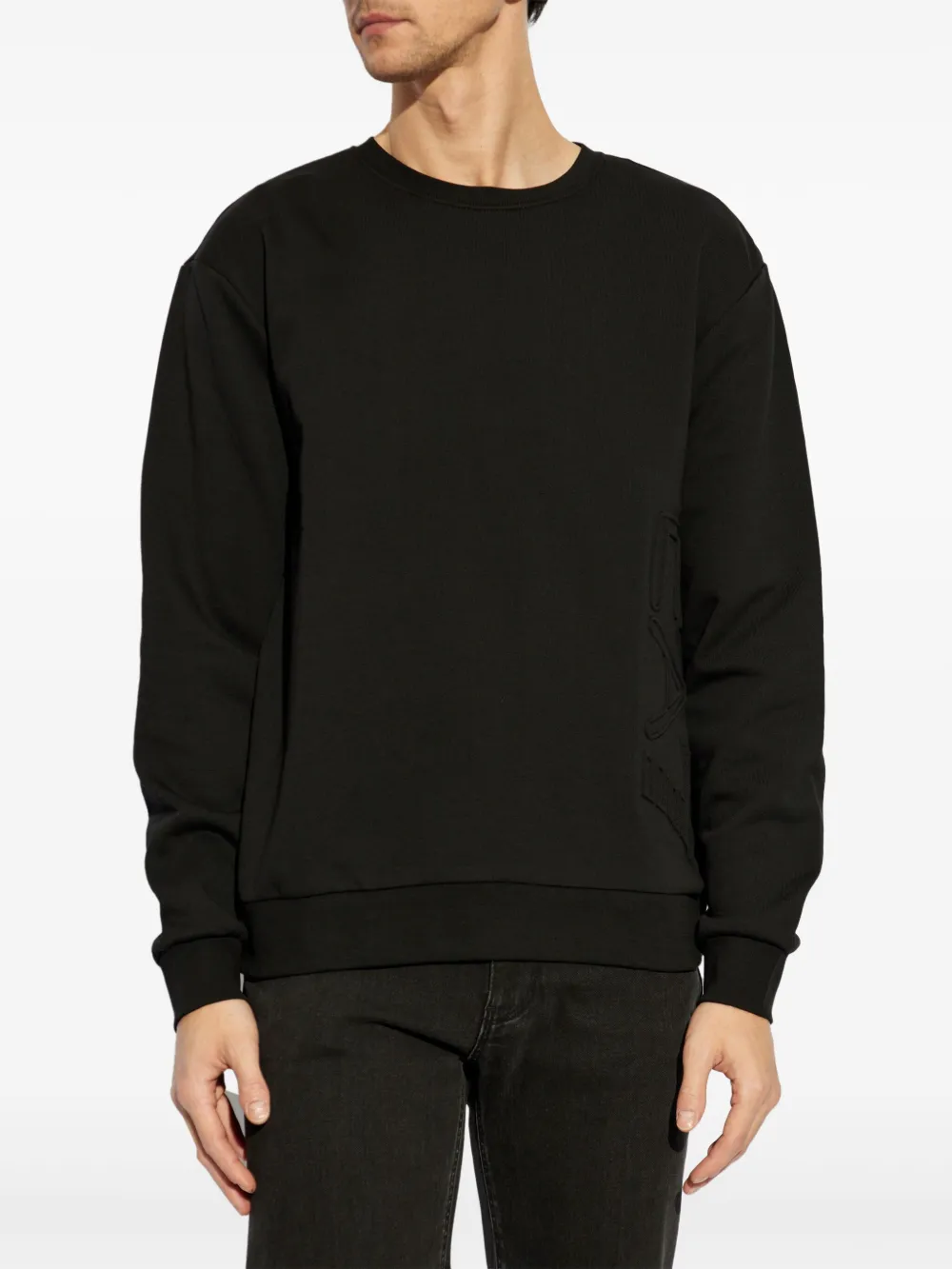 Ea7 Emporio Armani Katoenen sweater met logo-reliëf Zwart