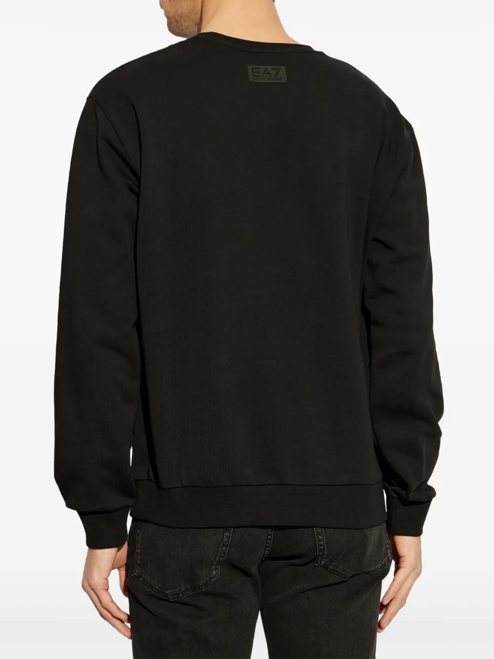 Ea7 Emporio Armani Katoenen sweater met logo-reliëf Zwart