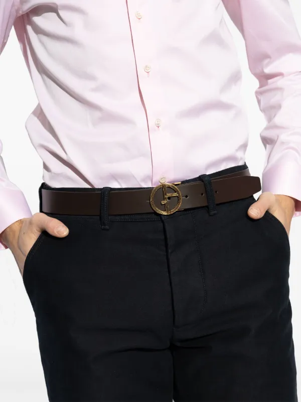 Giorgio Armani GA-logo Leather Belt | Brown | FARFETCH IN