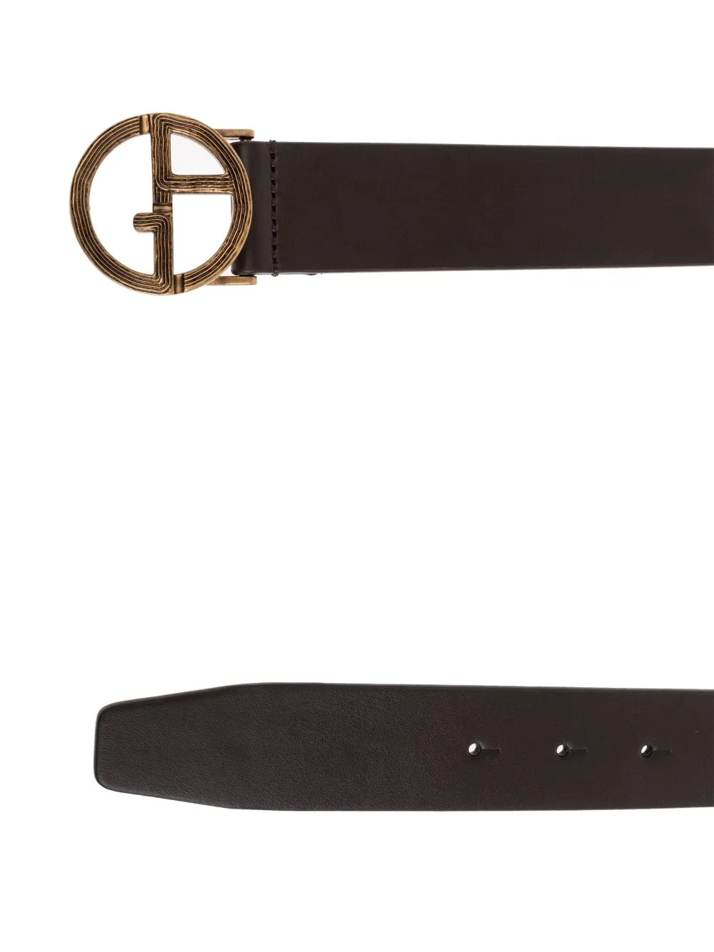 Giorgio Armani Leren riem met GA-logo - Bruin