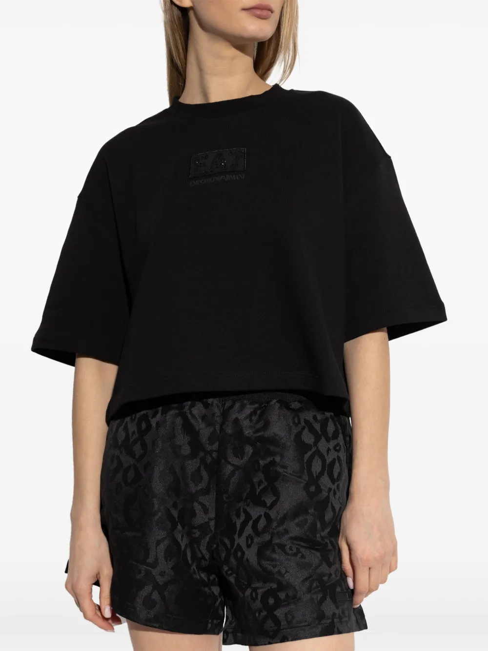 Ea7 Emporio Armani T-shirt met logopatch Zwart