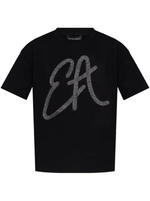 Emporio Armani تيشيرت قطن بأبليكة شعار الماركة