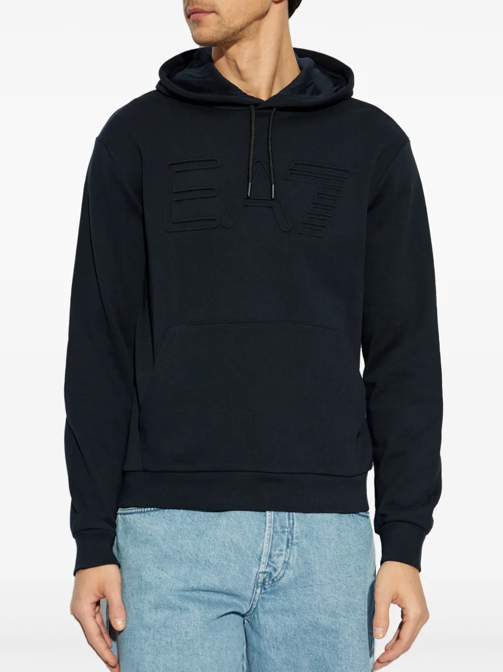 Ea7 Emporio Armani Hoodie met geborduurd logo Blauw
