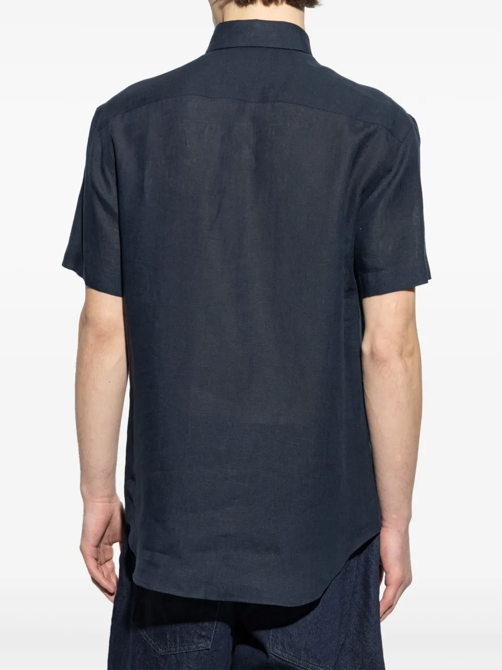 Giorgio Armani Linnen overhemd Blauw