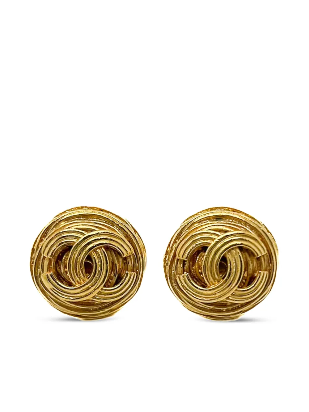 CHANEL Pre-Owned 1994s Nest イヤリング - ゴールドトーン CHANEL Pre-Owned 1994s Nest イヤリング - ゴールドトーン
