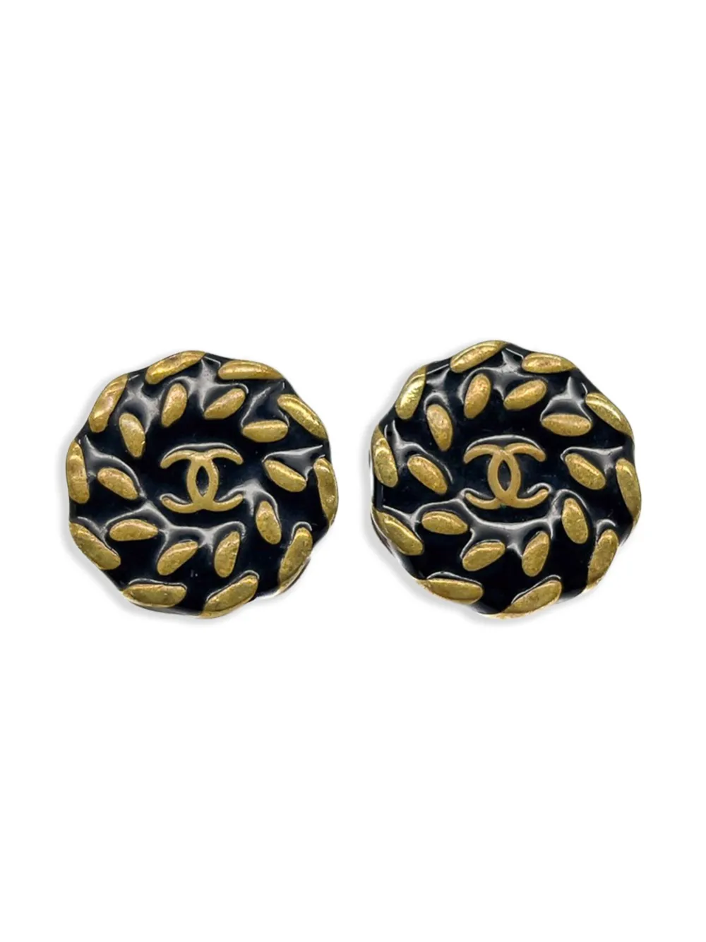 Pre-owned Chanel 1997s Nautical Clip-on Earrings In Gold