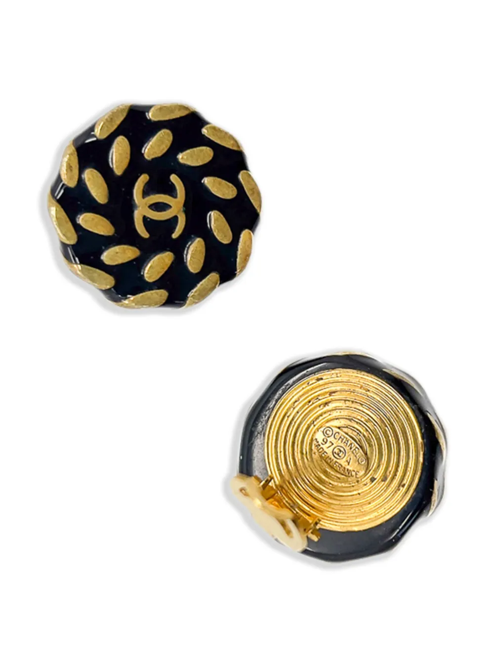Pre-owned Chanel 1997s Nautical Clip-on Earrings In Gold
