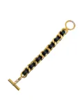 CHANEL Pre-Owned 1980s leather chain bracelet - Gold