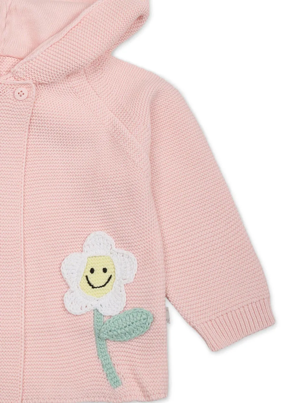 Shop Stella Mccartney Floral-appliqué Knitted Hoodie In 粉色