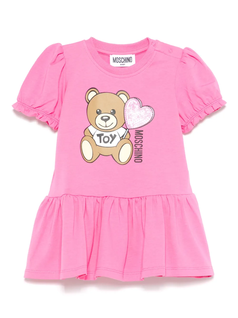 Moschino Kids Mini-jurk met teddybeerprint Roze